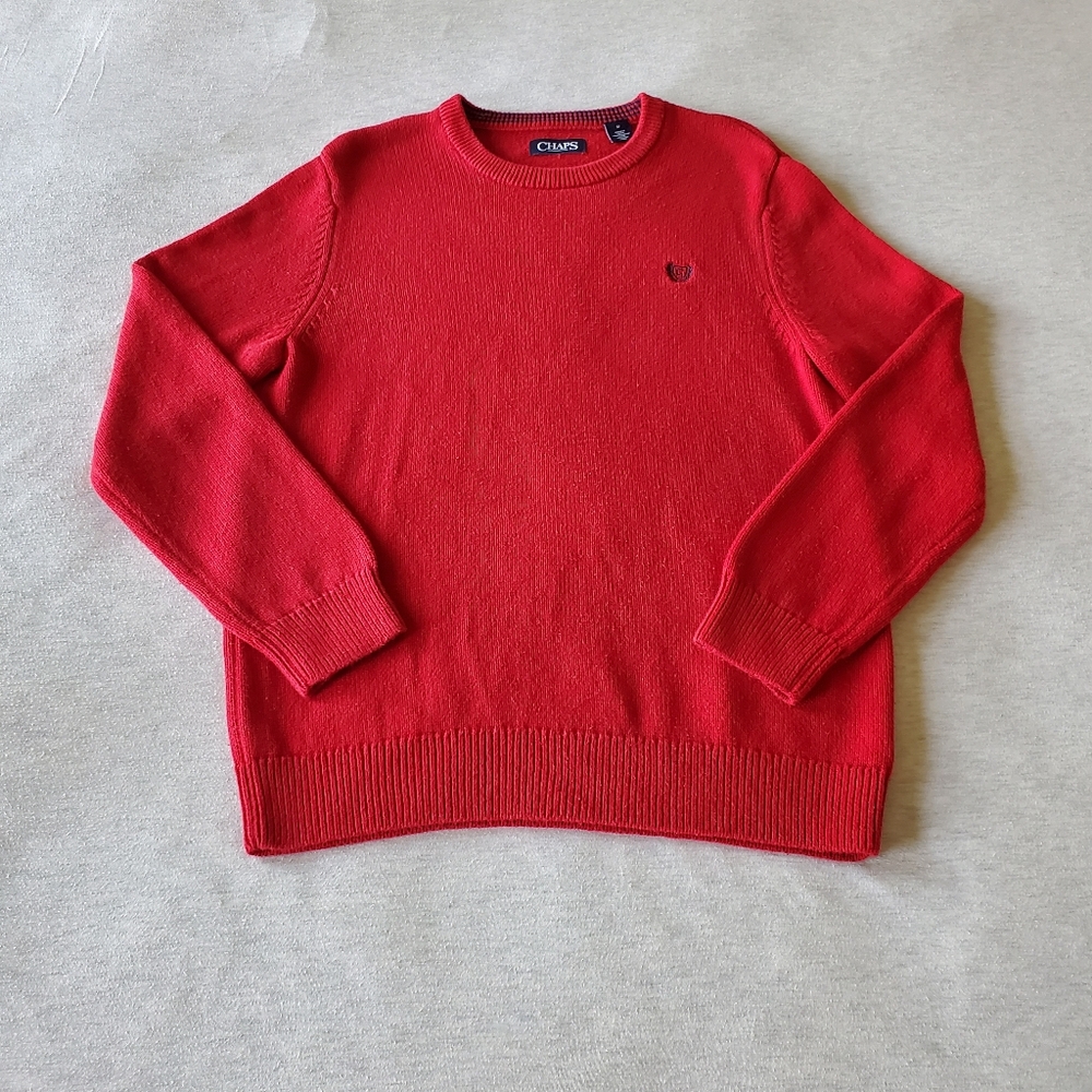 Men's Chaps Solid Cotton Crew Neck Sweater Medium